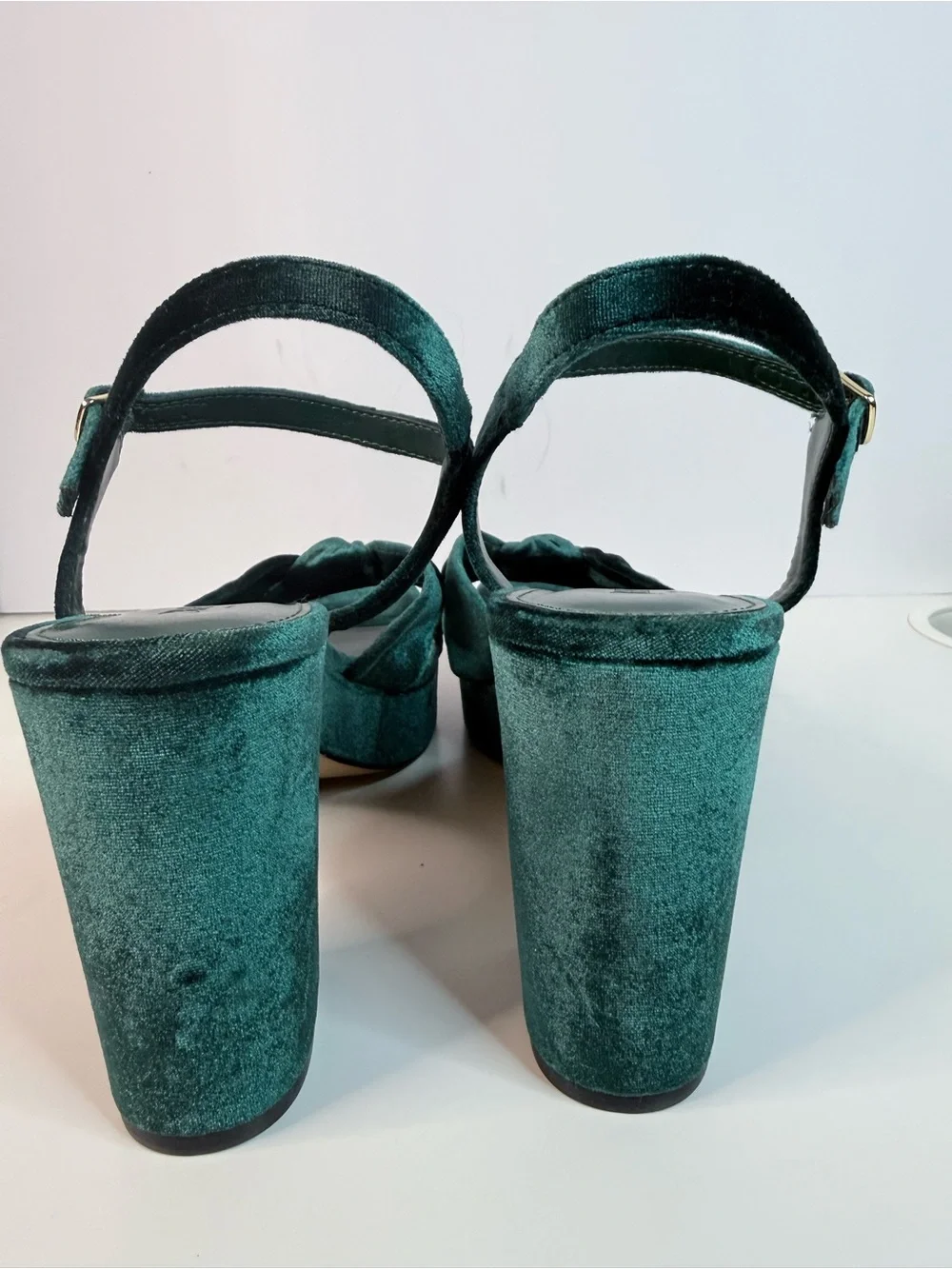 J. Crew Emerald Green Velvet Platform Sandals Bow Sandals Size 9